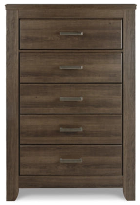Juararo Queen Panel Headboard Bed with Mirrored Dresser, Chest and Nightstand