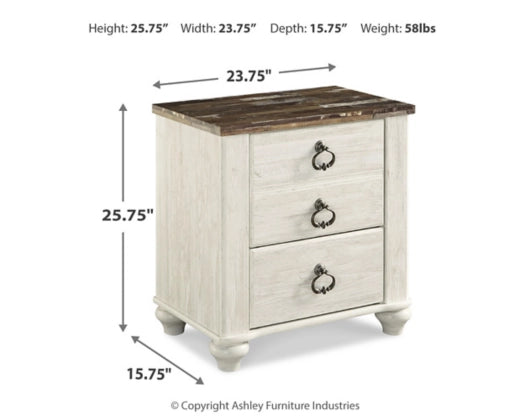 Willowton. Two Drawer Night Stand
