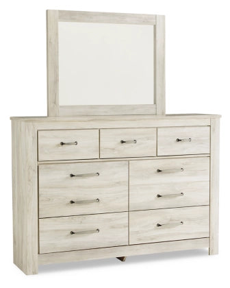 Bellaby Queen Crossbuck Panel Bed with Mirrored Dresser, Chest and Nightstand