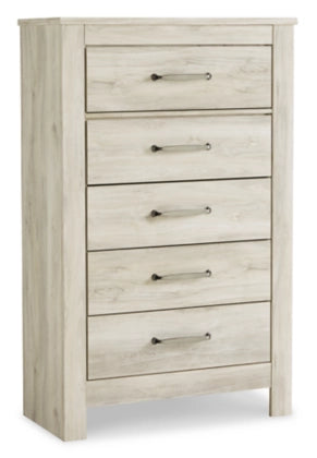 Bellaby Queen Crossbuck Panel Bed with Mirrored Dresser, Chest and Nightstand