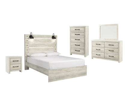 Cambeck Queen Panel Bed with Mirrored Dresser, Chest and Nightstand