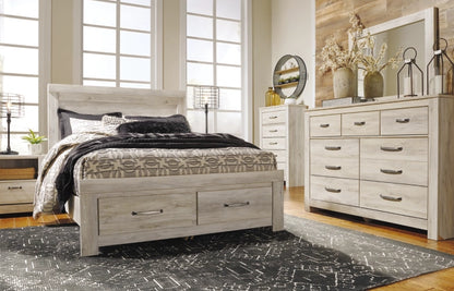 Bellaby Queen Panel Headboard Bed with Mirrored Dresser, Chest and Nightstand