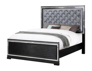 Q 5PC Eleanor Upholstered Tufted Bedroom Set Silver and Black