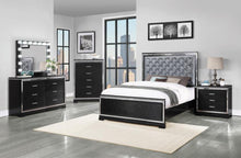Load image into Gallery viewer, Q 5PC Eleanor Upholstered Tufted Bedroom Set Silver and Black
