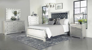 Q 5PC Eleanor Upholstered Tufted Bedroom Set Metallic