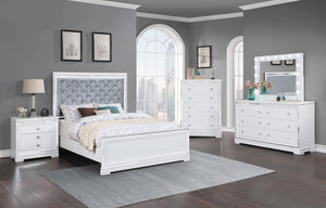 Q 5PC Eleanor Upholstered Tufted Bedroom Set White