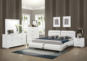Q 5PC Felicity Bedroom Set with Plank Headboard Glossy White