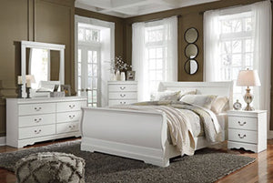 Anarasia Queen Bed with Mirrored, Dresser and Nightstand