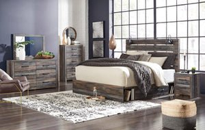 Drystan Queen Bed with Mirrored, Dresser and Nightstand